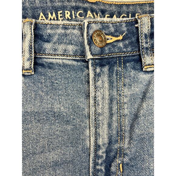 American Eagle (AE) Real Good Mom Stretch Distressed Straight Denim Jeans Sz 4 - Picture 5 of 11